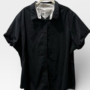 Androgynous Fox Short-Sleeve Button-Down Shirt – Size 4X – Black